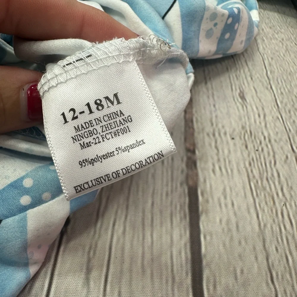 Pete & Lucy NWT boutique Blue White Striped Nautical Bodysuit sharks sz 12-18M